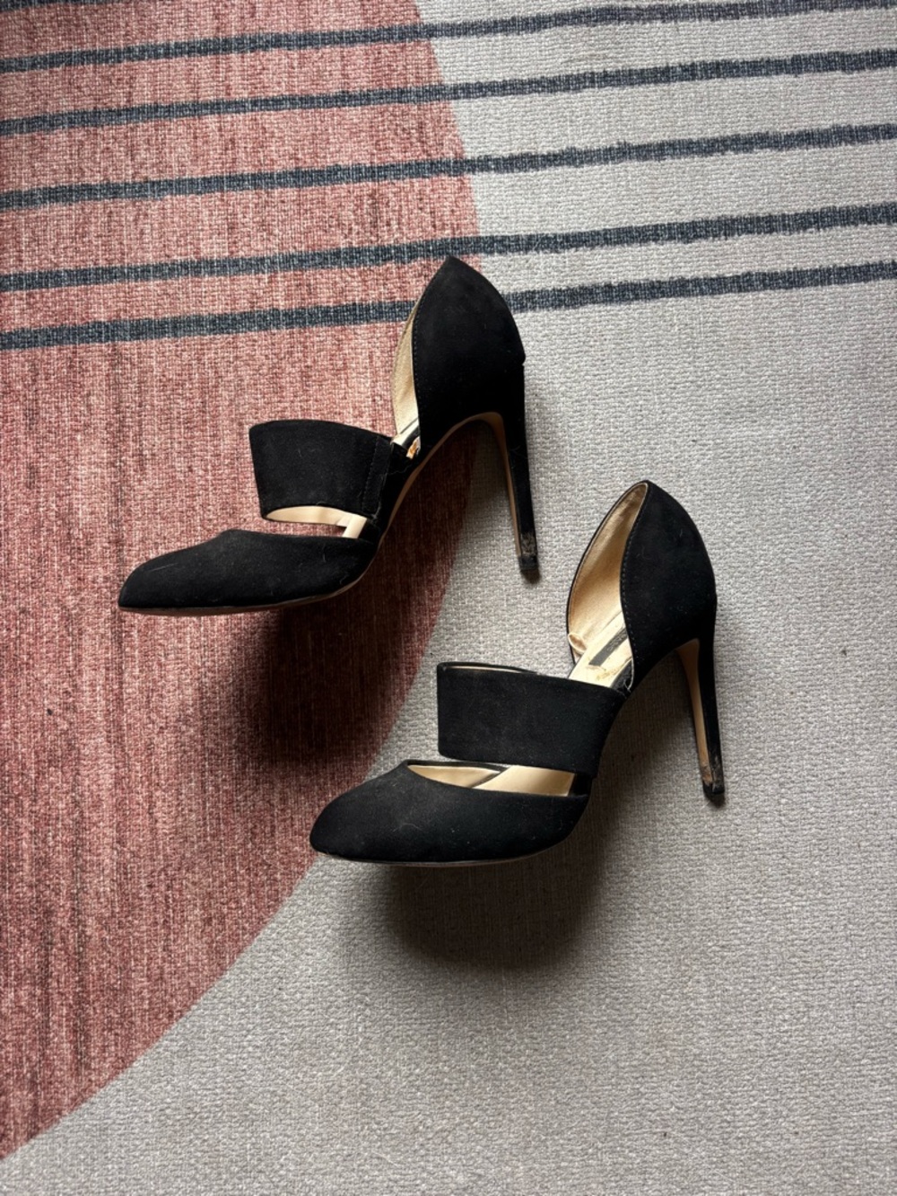 Zara Black Suede Pointed-Toe Strappy Stiletto Heels